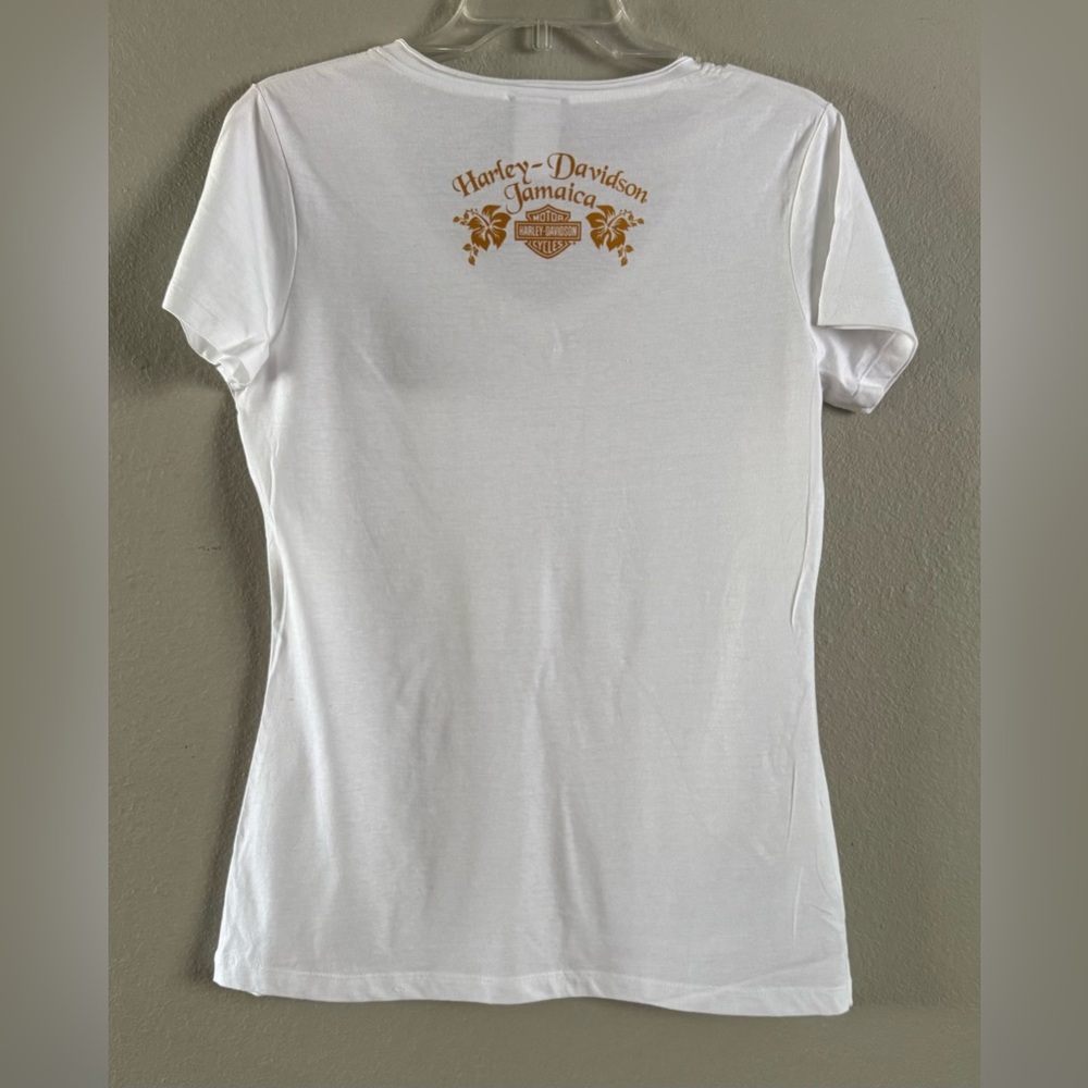 Harley Davidson Jamaica V-Neck Short Sleeve Graphic Tee White Size Medium